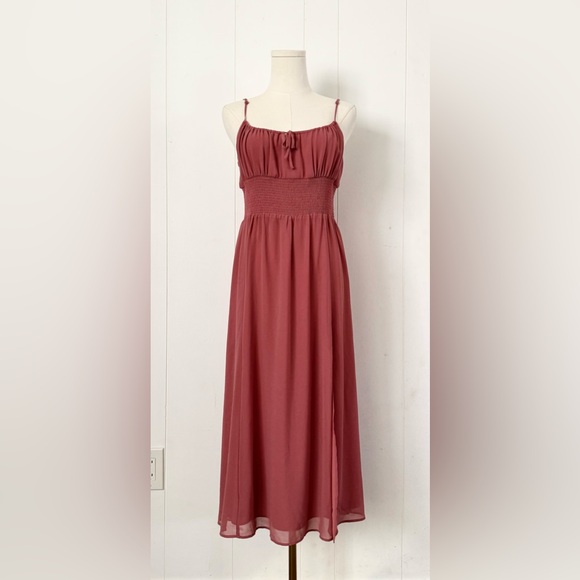 Aritzia Wilfred Genoa Midi Dress Large Warm Sienna Red - Picture 1 of 10